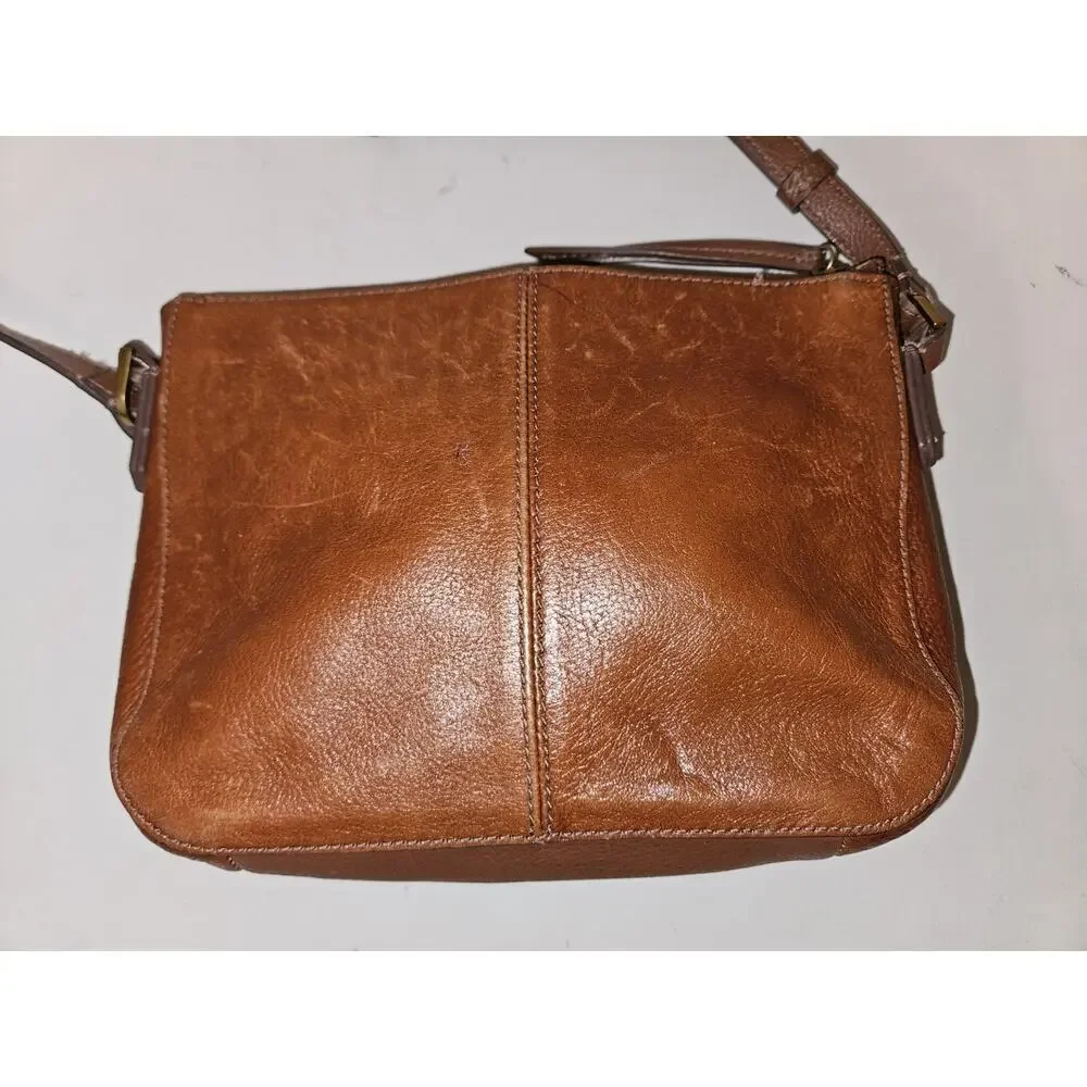Fossil Brown Leather Crossbody Bag 10x7x2